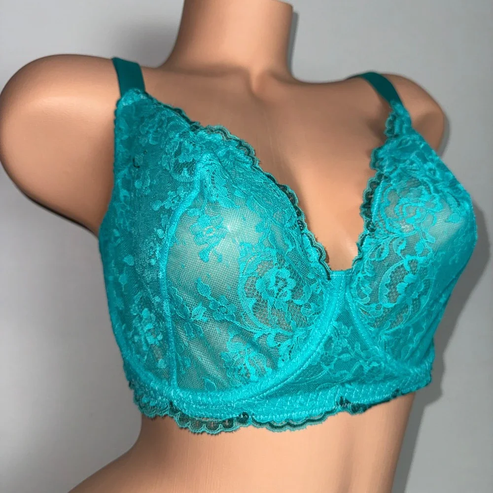 Cosabella Courtney Underwire Demi Bra Teal Lace Made in Italy NEW 36 G